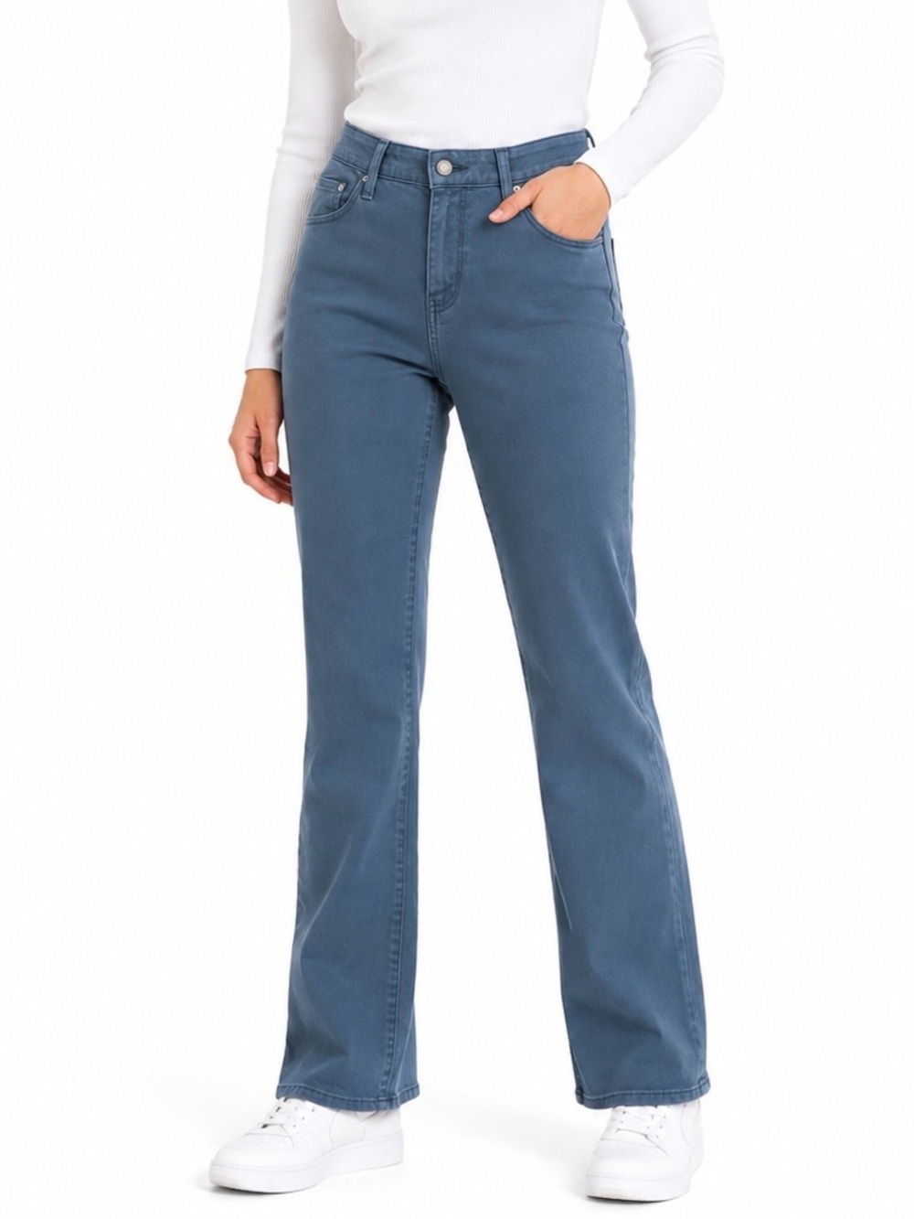 Levi’s 505 Straight Blue Stretch Jeans Women’s W28 L32 Mid Rise Pants